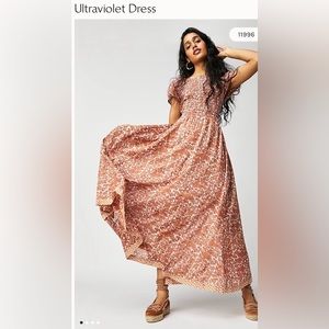 Free People Floral Ultraviolet Dress Size Medium